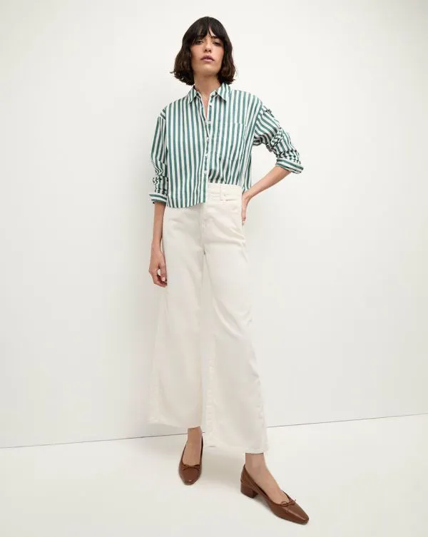 Maia Striped Shirt Pineandwhite Women Veronica Beard Tops Maia Striped Shirt Pineandwhite Women Veronica Beard Tops