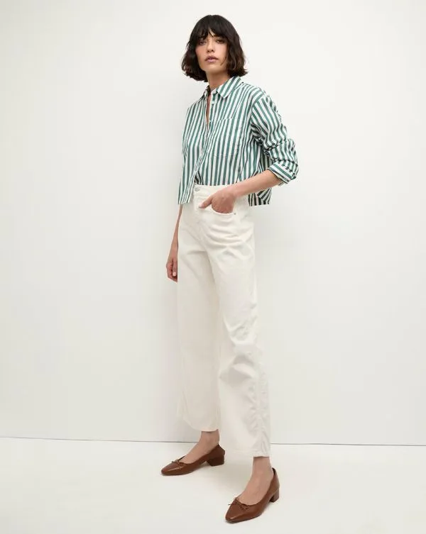 Maia Striped Shirt Pineandwhite Women Veronica Beard Tops Maia Striped Shirt Pineandwhite Women Veronica Beard Tops