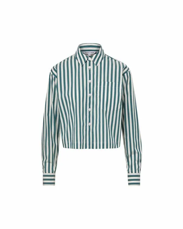 Maia Striped Shirt Pineandwhite Women Veronica Beard Tops Maia Striped Shirt Pineandwhite Women Veronica Beard Tops
