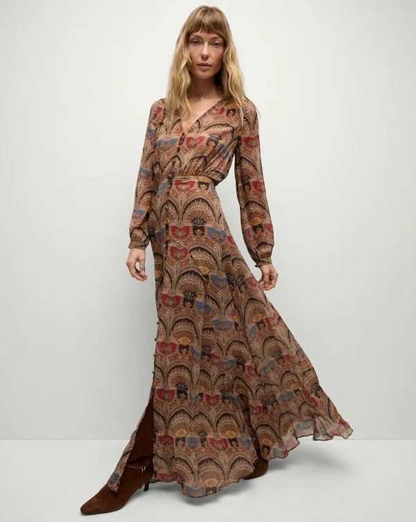 Makenzie Dress Dark Chocolate Multi Women Veronica Beard Dresses