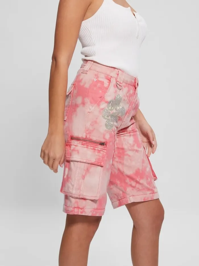 Malia Convertible WideLeg Cargo Pants Morning Pink Tie Dye Women Bottoms GUESS Malia Convertible WideLeg Cargo Pants Morning Pink Tie Dye Women Bottoms GUESS