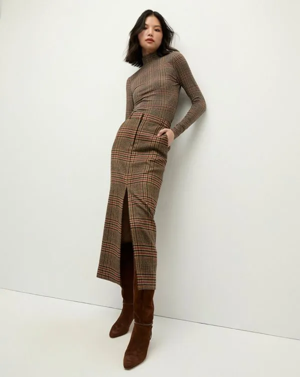 Maxine Plaid Maxi Skirt Camelandblack Women Veronica Beard Skirts and Shorts