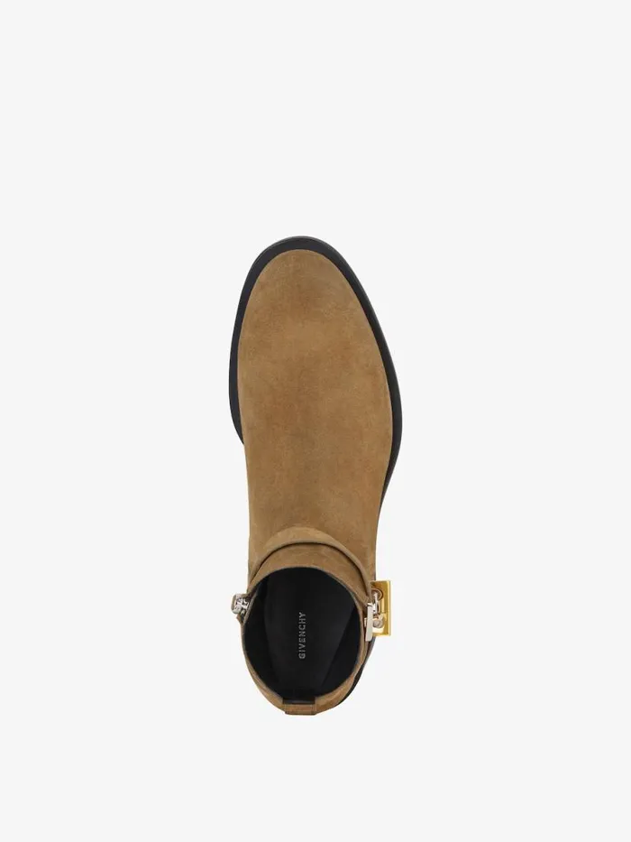 Men Boots and Loafers Givenchy Lock Ankle Boots In Suede Light Brown Men Boots and Loafers Givenchy Lock Ankle Boots In Suede Light Brown