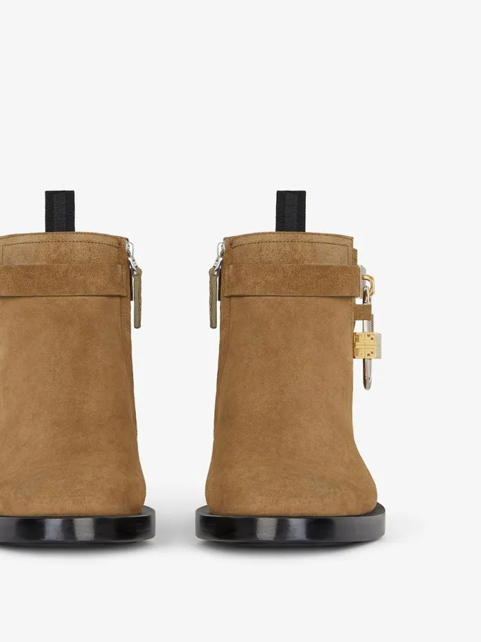 Men Boots and Loafers Givenchy Lock Ankle Boots In Suede Light Brown Men Boots and Loafers Givenchy Lock Ankle Boots In Suede Light Brown