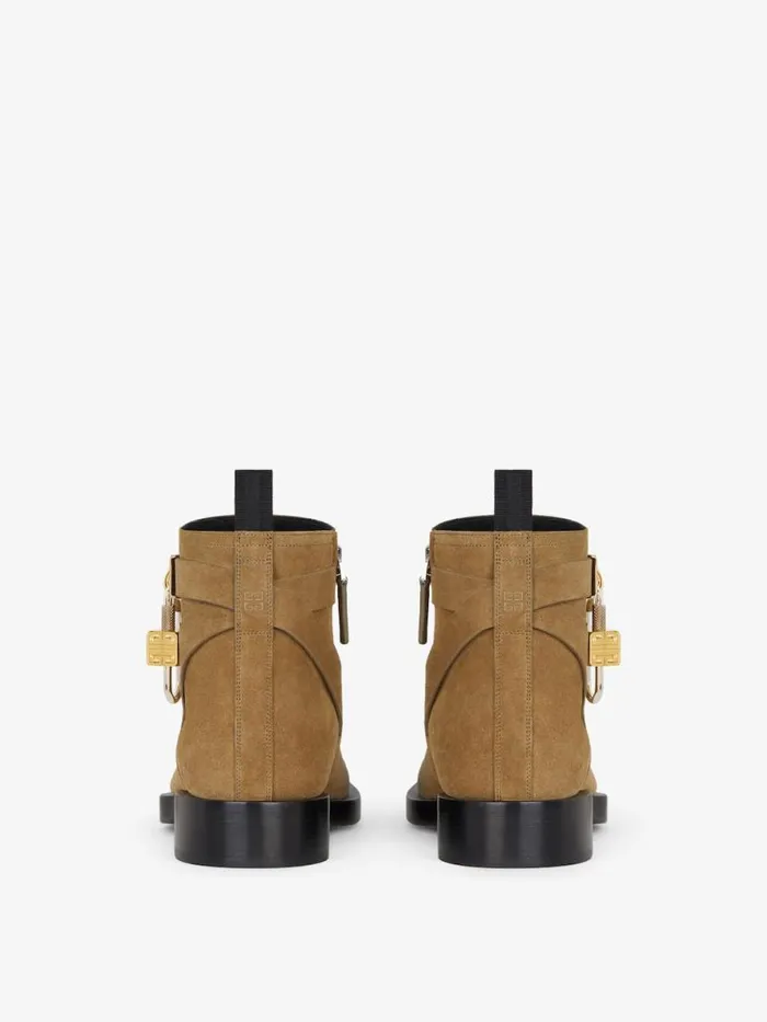 Men Boots and Loafers Givenchy Lock Ankle Boots In Suede Light Brown Men Boots and Loafers Givenchy Lock Ankle Boots In Suede Light Brown