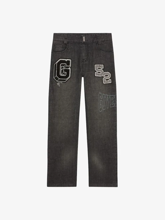 Men Boy 4 To 12 Years Givenchy GIVENCHY College Baggy Jeans In Denim Black