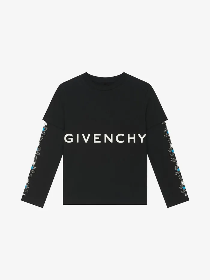 Men Boy 4 To 12 Years Givenchy Oswald Overlapped Tshirt In Cotton Black