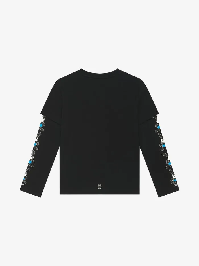 Men Boy 4 To 12 Years Givenchy Oswald Overlapped Tshirt In Cotton Black