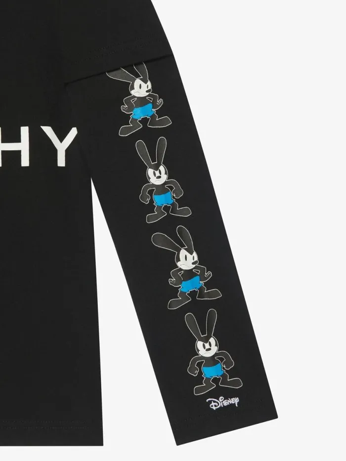 Men Boy 4 To 12 Years Givenchy Oswald Overlapped Tshirt In Cotton Black