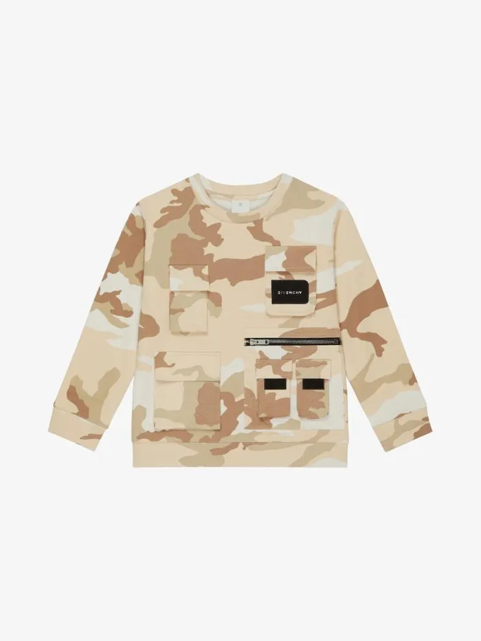 Men Boy 4 To 12 Years Givenchy Sweatshirt In Cargo Print Fleece Creambeige