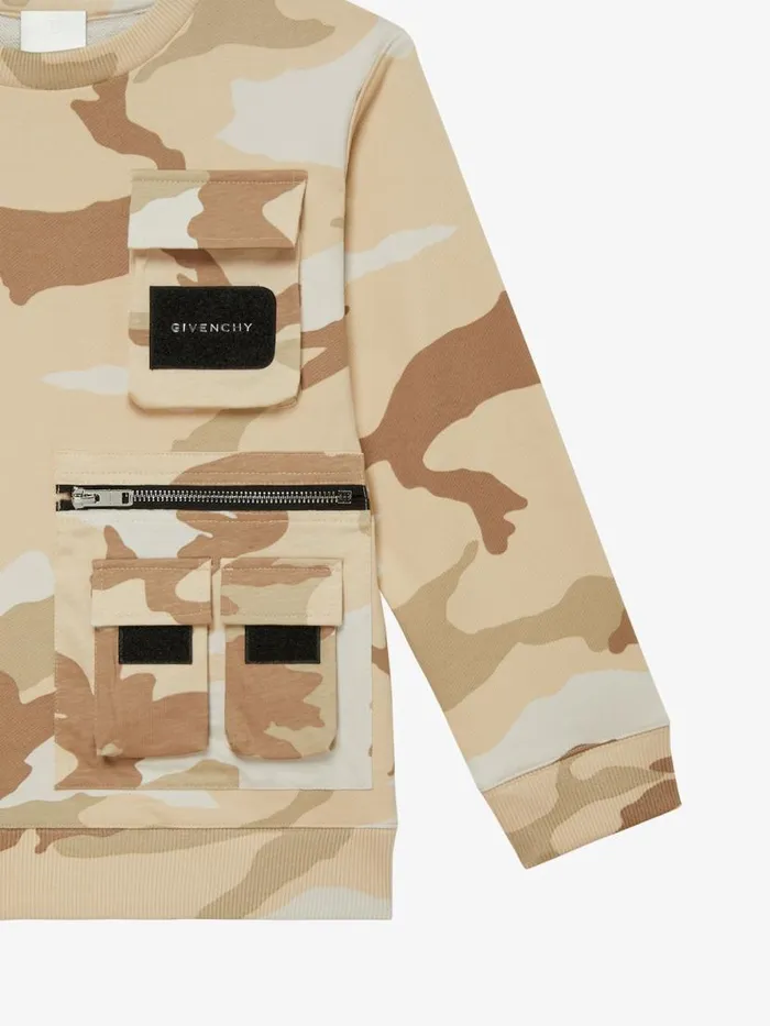 Men Boy 4 To 12 Years Givenchy Sweatshirt In Cargo Print Fleece Creambeige