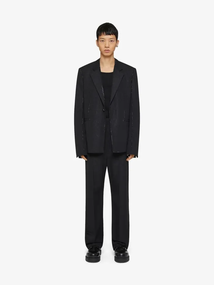 Men Coats and Jackets Givenchy Jacket In Wool With Lurex Seams And Strass Black