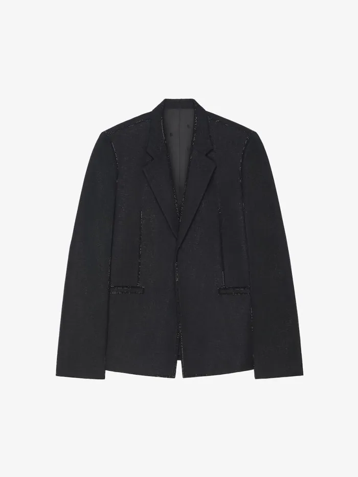 Men Coats and Jackets Givenchy Jacket In Wool With Lurex Seams And Strass Black