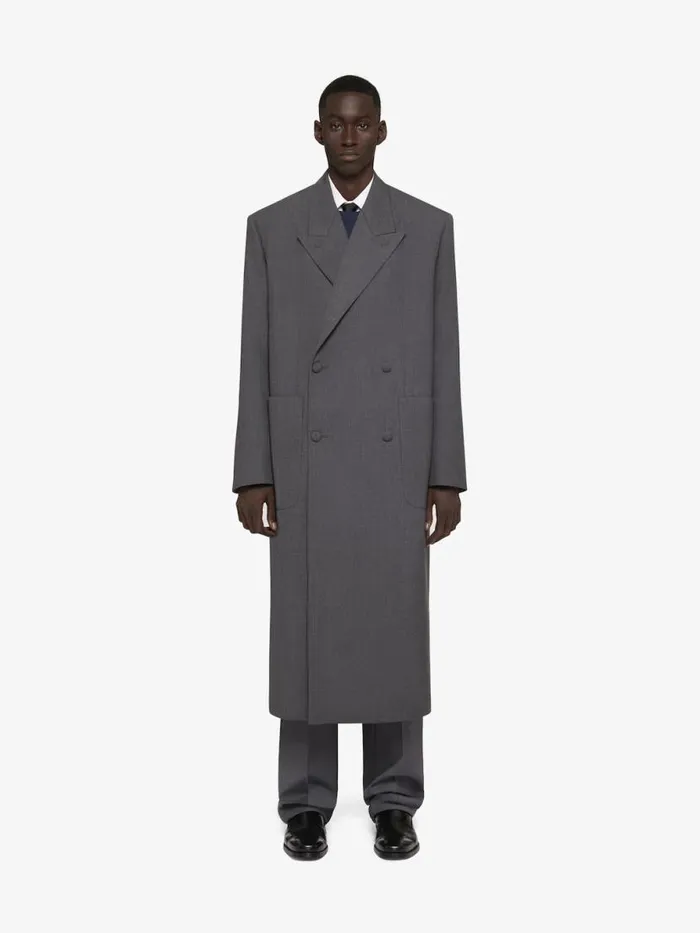 Men Coats and Jackets Givenchy Oversized Double Breasted Coat In Wool Medium Grey