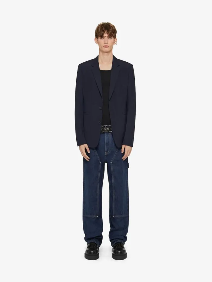 Men Coats and Jackets Givenchy Slim Fit Jacket In Wool With 4G Detail Navy