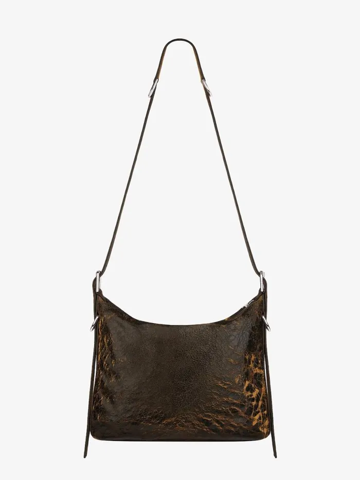 Men Crossbody Bags Givenchy Voyou Crossbody Bag In Crackled Leather Blackbrown Mud