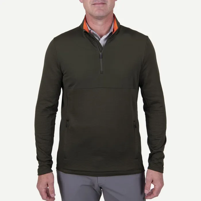 Men David Midlayer HalfZip Dark Olive KJUS Midlayers and Sweaters