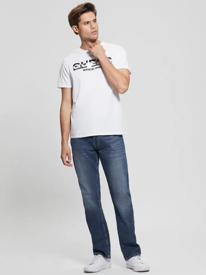 Men Eco MetallicAccented Tee Pure White TShirts and Tanks GUESS Men Eco MetallicAccented Tee Pure White TShirts and Tanks GUESS