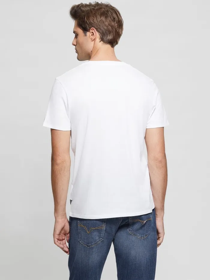 Men Eco MetallicAccented Tee Pure White TShirts and Tanks GUESS Men Eco MetallicAccented Tee Pure White TShirts and Tanks GUESS