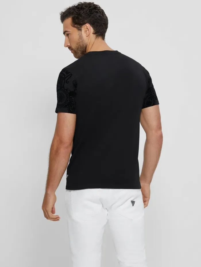 Men Flocked Paisley Tee Black TShirts and Tanks GUESS Men Flocked Paisley Tee Black TShirts and Tanks GUESS