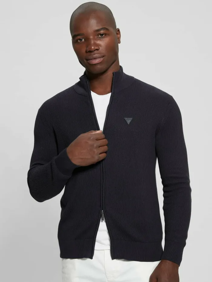 Men GUESS Eco Burton FullZip Cardigan Bleu lgant Hoodies and Sweaters