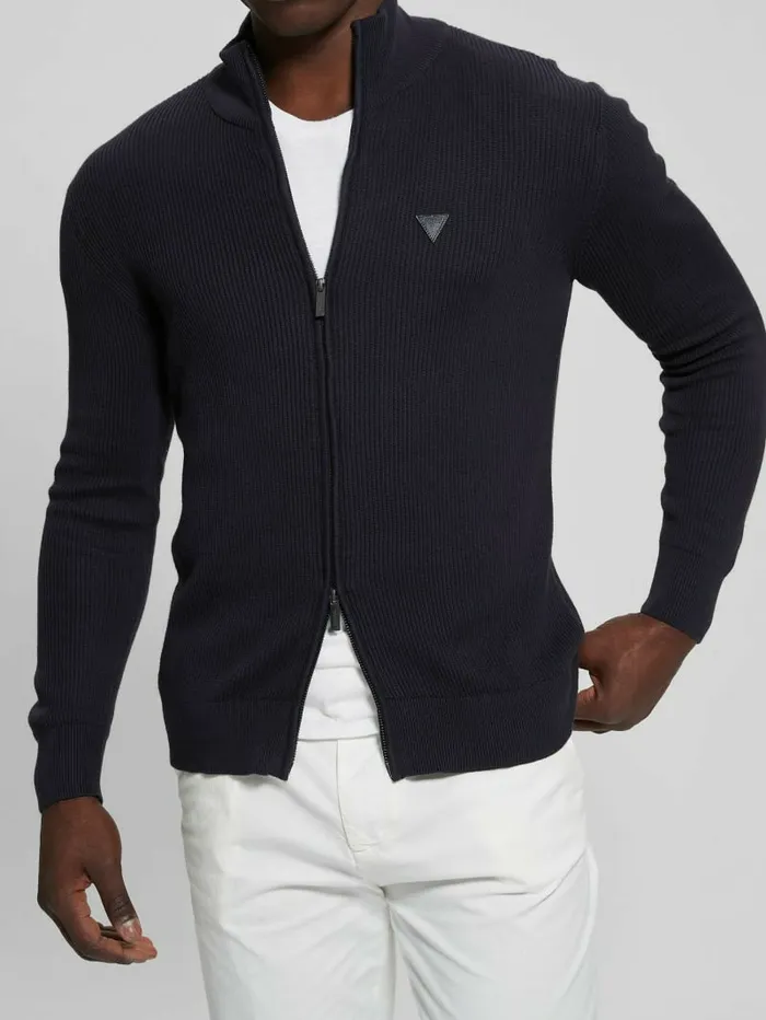Men GUESS Eco Burton FullZip Cardigan Bleu lgant Hoodies and Sweaters Men GUESS Eco Burton FullZip Cardigan Bleu lgant Hoodies and Sweaters