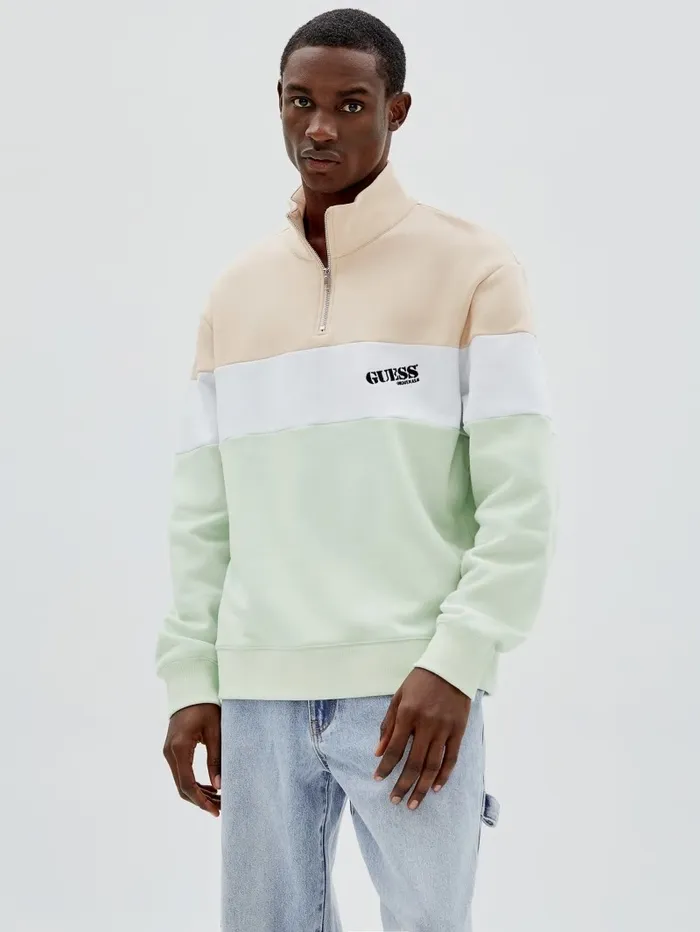 Men GUESS GUESS Originals HalfZip Pullover Morning Haze Multi Hoodies and Sweaters Men GUESS GUESS Originals HalfZip Pullover Morning Haze Multi Hoodies and Sweaters