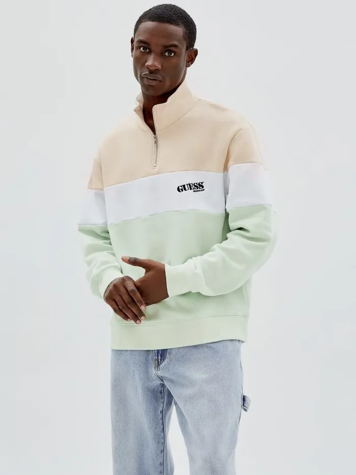 Men GUESS GUESS Originals HalfZip Pullover Morning Haze Multi Hoodies and Sweaters