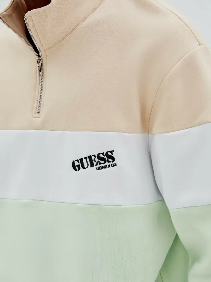 Men GUESS GUESS Originals HalfZip Pullover Morning Haze Multi Hoodies and Sweaters