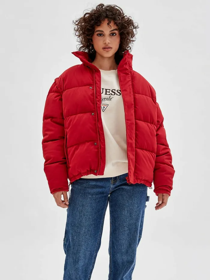 Men GUESS GUESS Originals Puffer Jacket Chili Red Jackets and Coats
