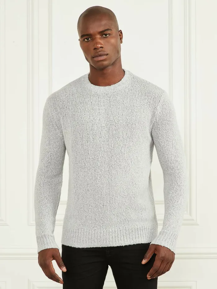 Men Hoodies and Sweaters GUESS Jaspe Crewneck Sweater Light Stone Heather