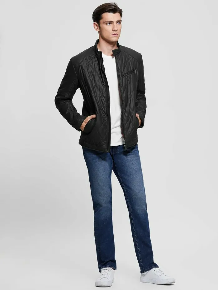 Men Jackets and Coats GUESS Quilted Biker Jacket Black Men Jackets and Coats GUESS Quilted Biker Jacket Black