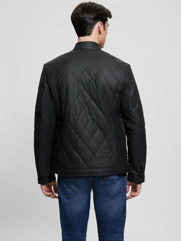 Men Jackets and Coats GUESS Quilted Biker Jacket Black Men Jackets and Coats GUESS Quilted Biker Jacket Black