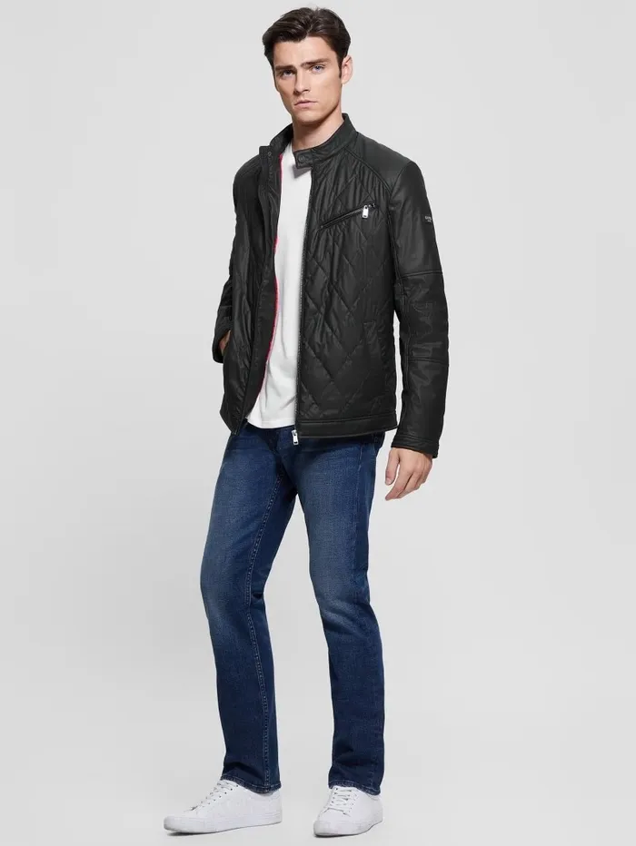 Men Jackets and Coats GUESS Quilted Biker Jacket Black Men Jackets and Coats GUESS Quilted Biker Jacket Black