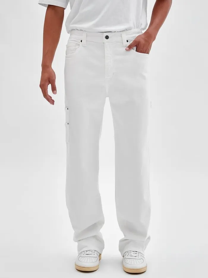 Men Jeans and Denim GUESS GUESS Originals Kit Carpenter Jeans Go Ecru Wash