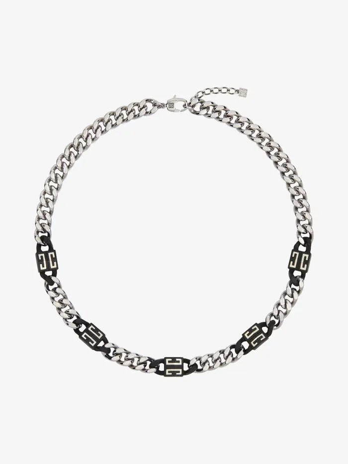 Men Jewelry Givenchy 4G Short Necklace In Metal Blacksilvery