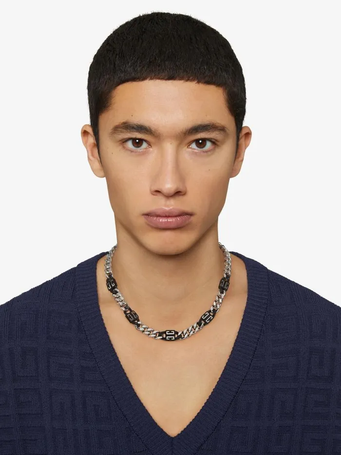 Men Jewelry Givenchy 4G Short Necklace In Metal Blacksilvery Men Jewelry Givenchy 4G Short Necklace In Metal Blacksilvery