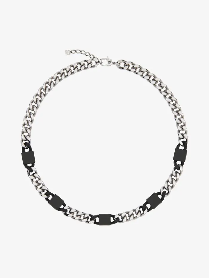 Men Jewelry Givenchy 4G Short Necklace In Metal Blacksilvery Men Jewelry Givenchy 4G Short Necklace In Metal Blacksilvery