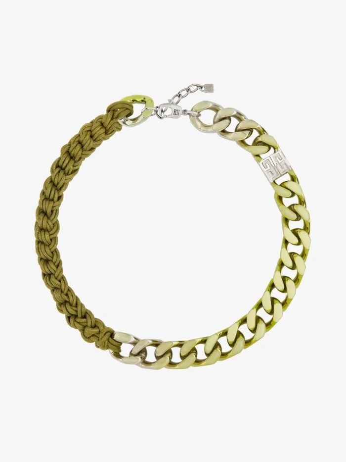 Men Jewelry Givenchy Chain Necklace In Enamel And Macrame Lime