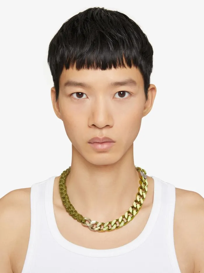 Men Jewelry Givenchy Chain Necklace In Enamel And Macrame Lime Men Jewelry Givenchy Chain Necklace In Enamel And Macrame Lime