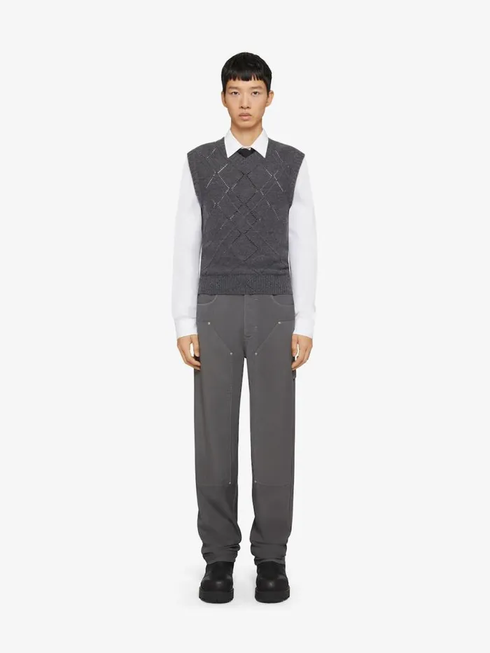 Men Knitwear Givenchy Cropped Sweater In Wool Medium Grey