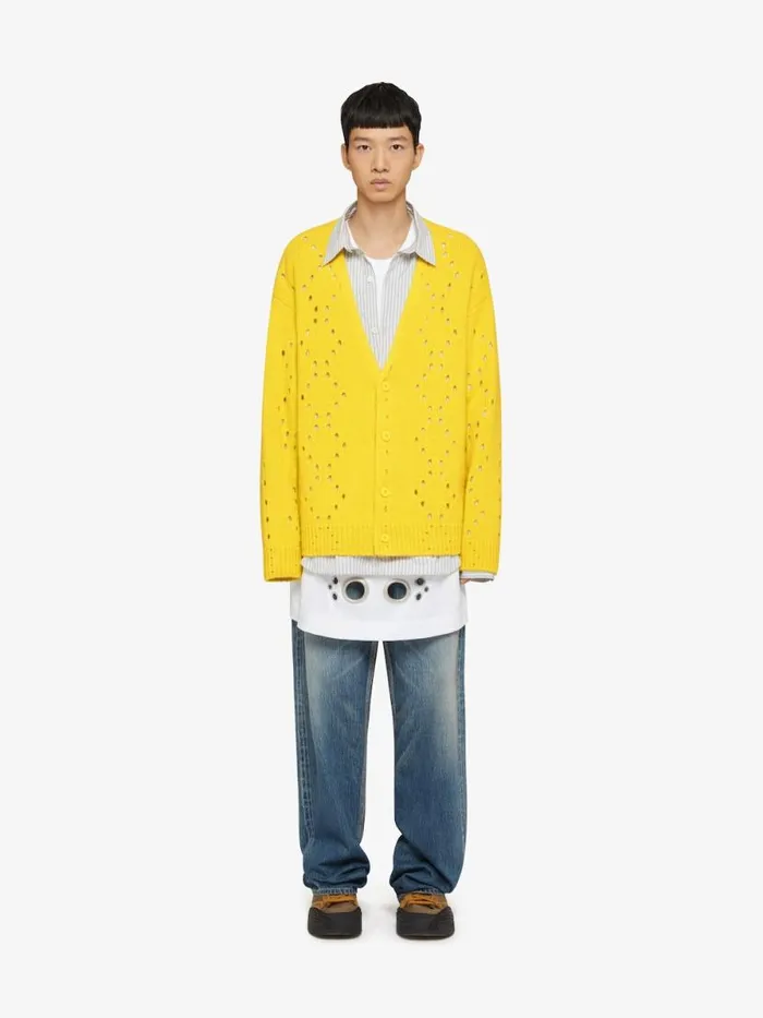 Men Knitwear Givenchy Oversized Cardigan In Wool Sunflower