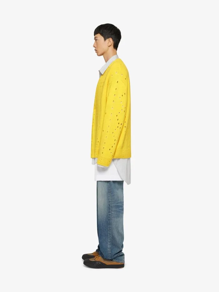 Men Knitwear Givenchy Oversized Cardigan In Wool Sunflower