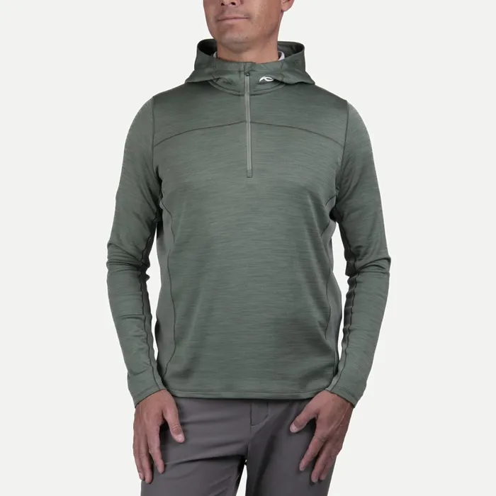 Men Liam Hooded Midlayer HalfZip Green Smoke KJUS Midlayers and Sweaters