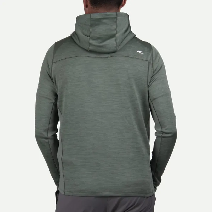 Men Liam Hooded Midlayer HalfZip Green Smoke KJUS Midlayers and Sweaters