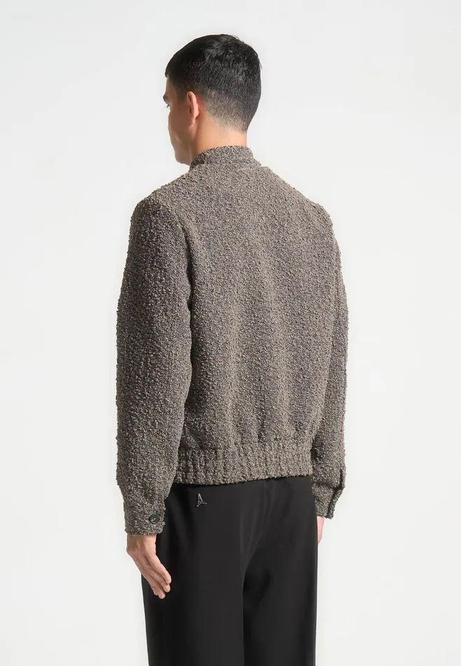 Men Manire De Voir Boucle Zip Through Bomber Jacket Brown