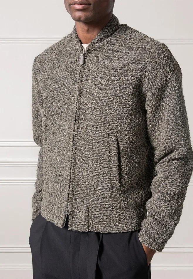 Men Manire De Voir Boucle Zip Through Bomber Jacket Brown
