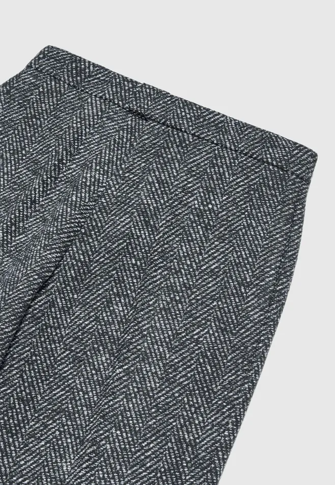 Men Manire De Voir Brushed Herringbone Trousers Black