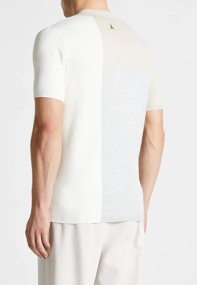 Men Manire De Voir Colour Block Knit Revere Polo Top Beigegrey