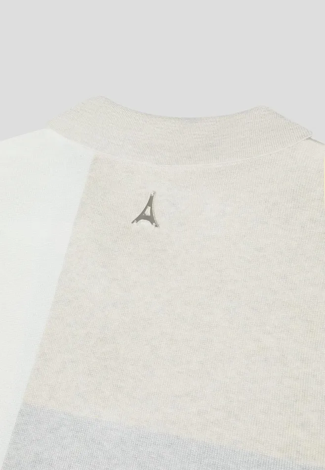 Men Manire De Voir Colour Block Knit Revere Polo Top Beigegrey